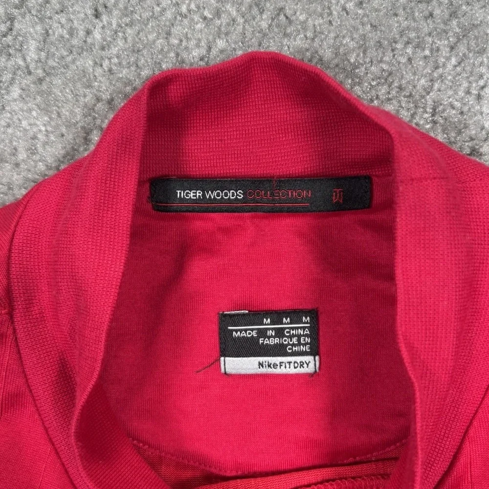 Vintage Nike Tiger Woods Shirt Mens M Red Ribbed Mock Neck Long Sleeve Golf Y2K
